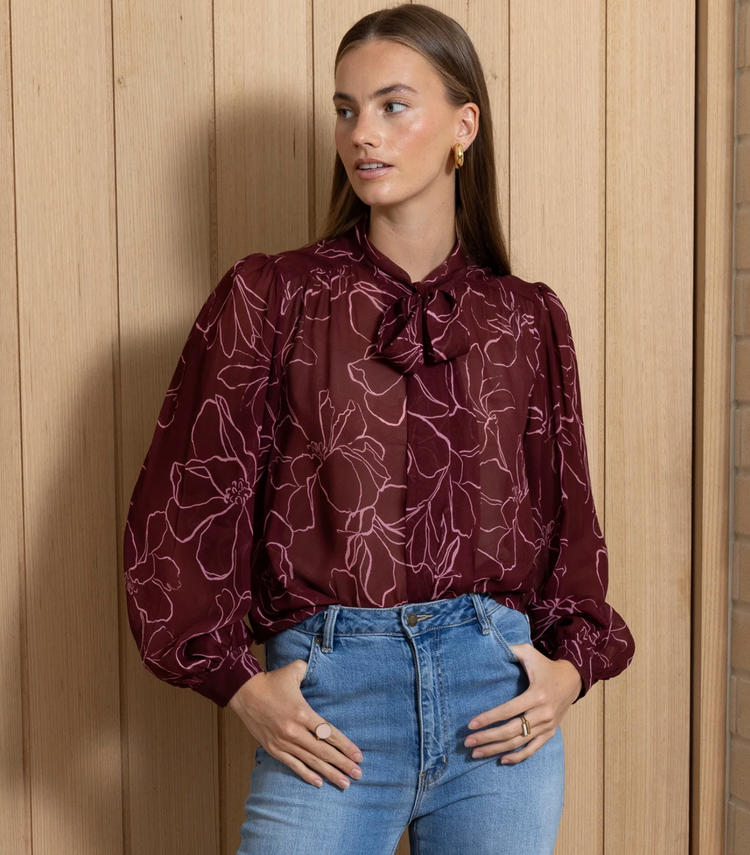 Magnolia Tie Neck Blouse