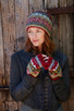 Classic Fair Isle Wool Knit Fingerless Glove Mitts Red Rust