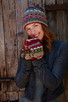 Classic Fair Isle Wool Knit Fingerless Glove Mitts Red Rust