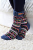 Iona Knitted Wool Fair Isle Lounge Sofa Socks Denim Blue