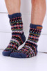 Iona Knitted Wool Fair Isle Lounge Sofa Socks Denim Blue