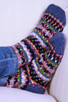 Iona Knitted Wool Fair Isle Lounge Sofa Socks Denim Blue