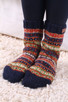 Colorado - Women's Dark Blue Fair Isle Knitted Sofa Socks