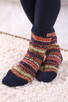 Colorado - Women's Dark Blue Fair Isle Knitted Sofa Socks