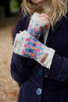 Arundel - Mohair Wool Knit Fingerless Gloves Oatmeal  Pastel