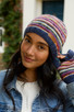 Denver - Stripey Blue Knitted Wool Fingerless Glove Mitts