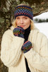 Grenada - Women's Knitted Wool Colourful Navy Glove Mitts