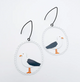 Seagull Earrings in White, Grey and Orange