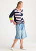 Crazy Stripe Vee - Dk Denim ZP8823