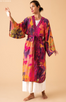 Oversized Blooms Kimono Gown Mustard