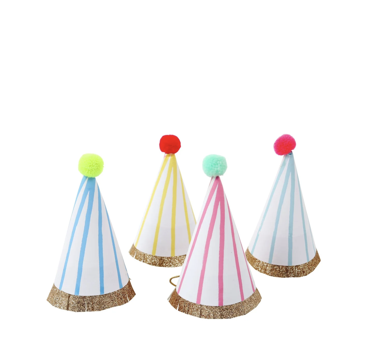 Stripe Pom Pom Mini Party Hat (Set 8) Hattie and the Wolf