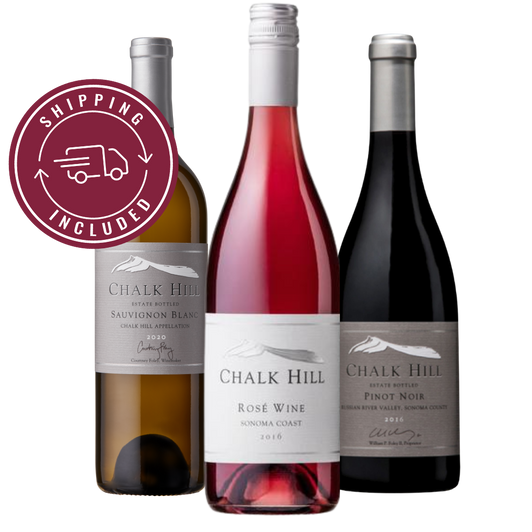 Chalk Hill Sauvignon Blanc, Chalk Hill Rosé and a Chalk Hill Pinot Noir. Chalk Hill Sauvignon Blanc, Chalk Hill Rosé and a Chalk Hill Pinot Noir.