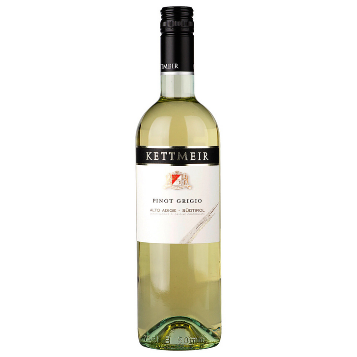 This Kettmeir Pinot Grigio wine has a bright golden hue with a refreshing nose that integrates classic pear and apple fragrances with elegant hints of floral and citrus. The palate, dry on entry, reveals substantial structure and lingering, refreshing savoriness that make this a versatile wine of outstanding personality.