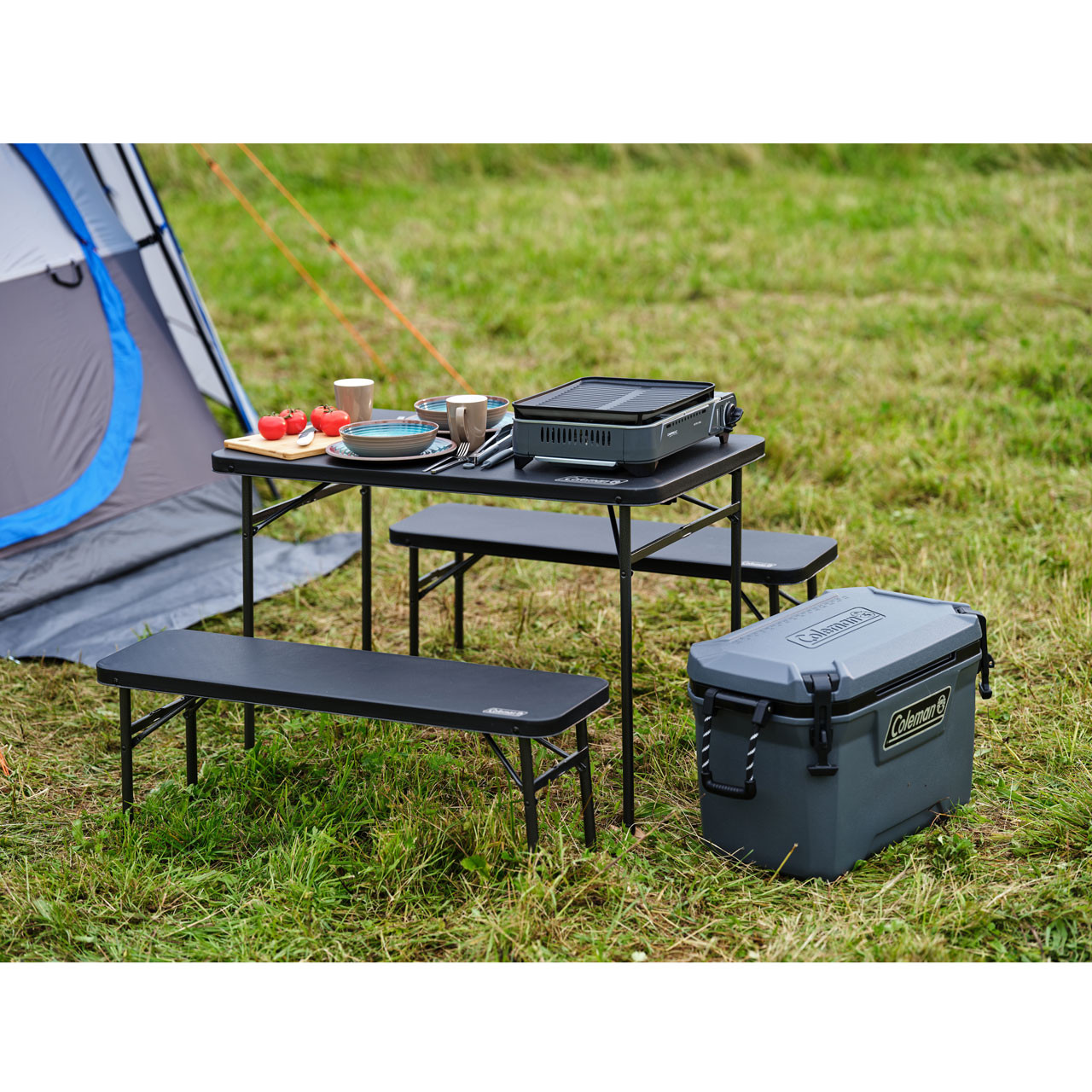 Coleman 4 Person Pack Away Table Bench Set from Camperite Leisure