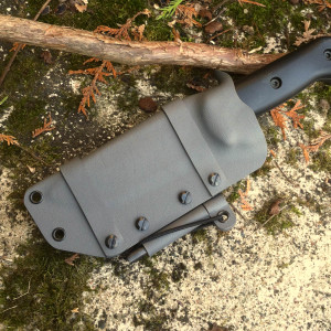 A Horizontal, Scout carry style custom KYDEX knife sheath for a 5 1/4" blade.   A Horizontal, Scout carry style custom KYDEX knife sheath for a 5 1/4" blade.