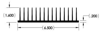 Wakefield Thermal 6.5" X 1.6" Flatback Heatsink XX4509 - 6664 Diagram