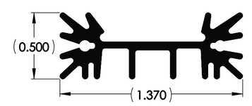 Wakefield Thermal 1.37" X 0.5" Hollow Heatsink - 8073 Diagram