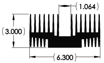 Wakefield Thermal 6.3" X 3" Press Pack Heatsink - 12573 Diagram