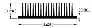 Wakefield Thermal 6.625" X 1.781" Flatback Heatsink - 12714 Diagram