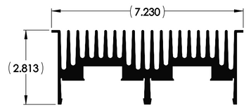 Wakefield Thermal 5.09" X 1.25" Center Channel Heatsink - 13505 Diagram