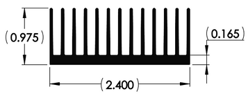 Wakefield Thermal 2.4" X 0.975" Flatback Heatsink - 14373 Diagram