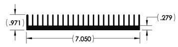 Wakefield Thermal 7.05" X 0.971" Flatback Heatsink - 14401 Diagram