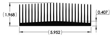 Wakefield Thermal 5.952" X 1.968" Flatback Heatsink - 14407 Diagram