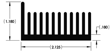 Wakefield Thermal 3.375" X 0.625" Center Channel Heatsink - 2303