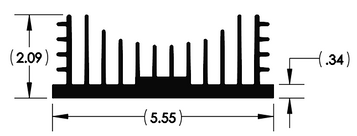 Wakefield Thermal 5.55" X 2.092" Flatback Heatsink - 19606
