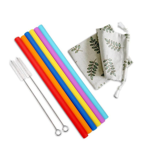 Haakaa Silicone Re-Usable Straws - 6 Pack with Cleaner