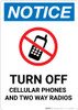 Notice: Turn Off Cellular Phones Two Way Radios No Cellphone Icon - Portrait Wall Sign Notice: Turn Off Cellular Phones Two Way Radios No Cellphone Icon - Portrait Wall Sign
