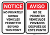 Notice: No Privately Owned Vehicles Permitted Beyond This Point - Bilingual Spanish - Wall Sign Notice: No Privately Owned Vehicles Permitted Beyond This Point - Bilingual Spanish - Wall Sign