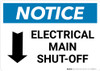 Notice: Electrical Main Shut-Off Landscape with Down Arrow Notice: Electrical Main Shut-Off Landscape with Down Arrow