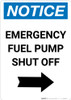 Notice: Emergency Fuel Pump Shut Off with Right Arrow Portrait Notice: Emergency Fuel Pump Shut Off with Right Arrow Portrait