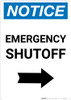 Notice: Emergency Shutoff with Right Arrow Portrait Notice: Emergency Shutoff with Right Arrow Portrait