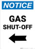 Notice: Gas Shut-Off with Left Arrow Portrait Notice: Gas Shut-Off with Left Arrow Portrait
