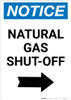 Notice: Natural Gas Shut-Off with Right Arrow Portrait