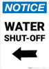 Notice: Water Shut-Off with Left Arrow Portrait