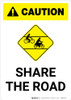 Caution: Share the Road with Icon Portrait Caution: Share the Road with Icon Portrait