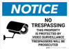 Notice: No Trespassing - Property Protected by Video Surveillance with Icon Landscape Notice: No Trespassing - Property Protected by Video Surveillance with Icon Landscape
