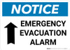 Notice: Emergency Evacuation Alarm with Up Arrow Landscape Notice: Emergency Evacuation Alarm with Up Arrow Landscape