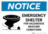 Notice: Emergency Shelter For Hazardous Weather Conditions with Icon Landscape