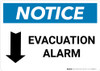 Notice: Evacuation Alarm with Down Arrow Landscape