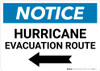 Notice: Hurricane Evacuation Route with Left Arrow Landscape