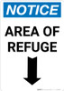 Notice: Area of Refuge Down Arrow Portrait