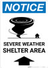 Notice: Severe Weather Shelter Area Up Arrow Portrait