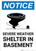 Notice: Severe Weather Shelter In Basement Portrait