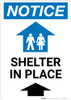 Notice: Shelter In Place Up Arrow with Icon Portrait Notice: Shelter In Place Up Arrow with Icon Portrait