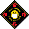 Please Practice Social Distancing with Facemask Emoji - Black - Floor Sign