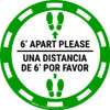 6 Ft Apart Please Una Distancia de 6 ft Por Favor - Casino Green - Floor Sign 6 Ft Apart Please Una Distancia de 6 ft Por Favor - Casino Green - Floor Sign